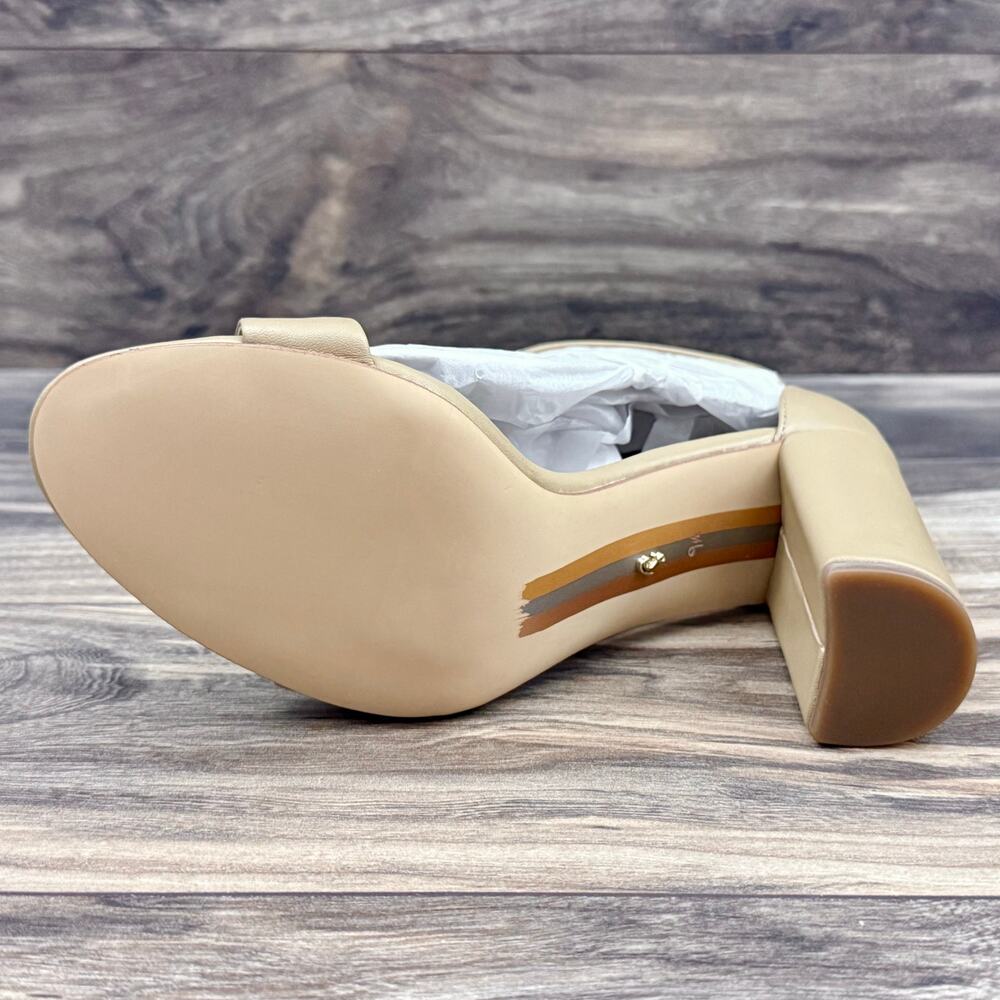 NIB Sam Edelman Yaro 9.5M Block Heel Ankle Strap Dress Sandal Beige Leather - Picture 8 of 10